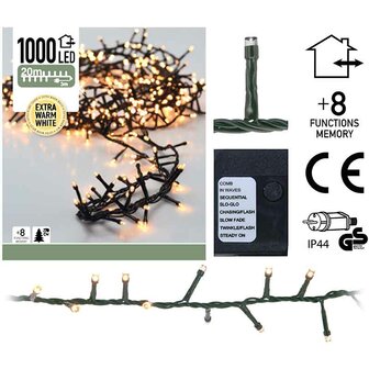 Micro Cluster - 1000 LED - 20 meter - extra warm wit