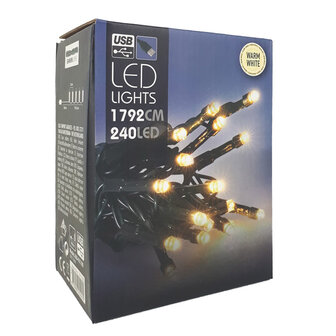 LED-verlichting USB - 240 LED&#039;s - warm wit