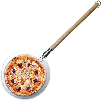 Masterpro Pizzaschep XL - voor oven en BBQ - &Oslash;30 x 87cm - met afneembaar handvat - RVS