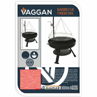 Vaggan Vuurschaal met BBQ Grillrooster - &Oslash;60cm - hoogte 127cm