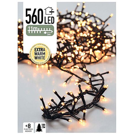 Micro Cluster 560 LED's 11 meter extra warm wit