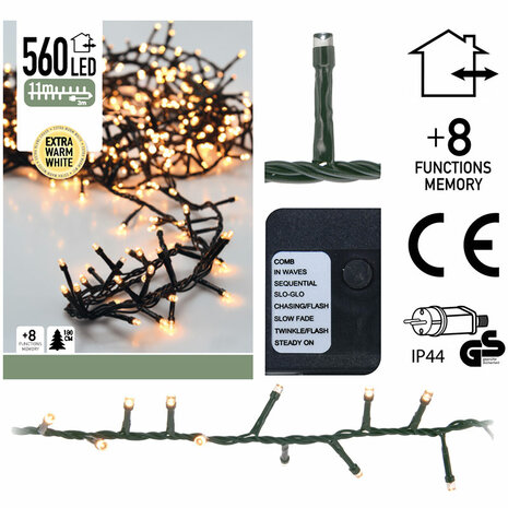 Micro Cluster 560 LED's 11 meter extra warm wit