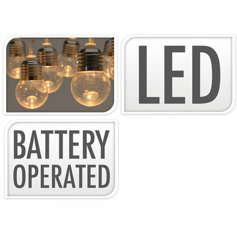 Feestverlichting - 30 LED Bolletjes - 4.50 meter - Warm wit - op Batterijen